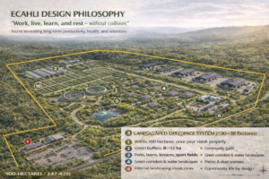 Award-winning self-sustainable community design specialising in sustainable construction, housing, agriculture, renewable energy, and long-term resilience.